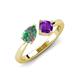 4 - Lysha 1.36 ctw Lab Created Alexandrite Pear Shape (7x5 mm) & Amethyst Cushion Shape (5.00 mm) Toi Et Moi Engagement Ring 