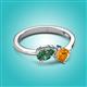 3 - Lysha 1.36 ctw Lab Created Alexandrite Pear Shape (7x5 mm) & Citrine Cushion Shape (5.00 mm) Toi Et Moi Engagement Ring 