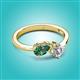 3 - Lysha 1.43 ctw Lab Created Alexandrite Pear Shape (7x5 mm) & Moissanite Cushion Shape (5.00 mm) Toi Et Moi Engagement Ring 