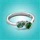 3 - Lysha 1.41 ctw Lab Created Alexandrite Pear Shape (7x5 mm) & Lab Created Emerald Cushion Shape (5.00 mm) Toi Et Moi Engagement Ring 