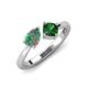 4 - Lysha 1.41 ctw Lab Created Alexandrite Pear Shape (7x5 mm) & Lab Created Emerald Cushion Shape (5.00 mm) Toi Et Moi Engagement Ring 