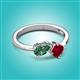 3 - Lysha 1.67 ctw Lab Created Alexandrite Pear Shape (7x5 mm) & Lab Created Ruby Cushion Shape (5.00 mm) Toi Et Moi Engagement Ring 