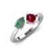 4 - Lysha 1.67 ctw Lab Created Alexandrite Pear Shape (7x5 mm) & Lab Created Ruby Cushion Shape (5.00 mm) Toi Et Moi Engagement Ring 