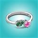 3 - Lysha 1.67 ctw Lab Created Alexandrite Pear Shape (7x5 mm) & Lab Created Pink Sapphire Cushion Shape (5.00 mm) Toi Et Moi Engagement Ring 