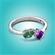 3 - Lysha 1.36 ctw Lab Created Alexandrite Pear Shape (7x5 mm) & Amethyst Cushion Shape (5.00 mm) Toi Et Moi Engagement Ring 