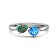 1 - Lysha 1.61 ctw Lab Created Alexandrite Pear Shape (7x5 mm) & Blue Topaz Cushion Shape (5.00 mm) Toi Et Moi Engagement Ring 