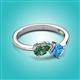 3 - Lysha 1.61 ctw Lab Created Alexandrite Pear Shape (7x5 mm) & Blue Topaz Cushion Shape (5.00 mm) Toi Et Moi Engagement Ring 