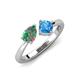 4 - Lysha 1.61 ctw Lab Created Alexandrite Pear Shape (7x5 mm) & Blue Topaz Cushion Shape (5.00 mm) Toi Et Moi Engagement Ring 