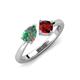 4 - Lysha 1.61 ctw Lab Created Alexandrite Pear Shape (7x5 mm) & Red Garnet Cushion Shape (5.00 mm) Toi Et Moi Engagement Ring 
