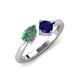 4 - Lysha 1.67 ctw Lab Created Alexandrite Pear Shape (7x5 mm) & Lab Created Blue Sapphire Cushion Shape (5.00 mm) Toi Et Moi Engagement Ring 