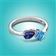 3 - Lysha 1.35 ctw Iolite Pear Shape (7x5 mm) & Blue Topaz Cushion Shape (5.00 mm) Toi Et Moi Engagement Ring 