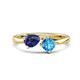 1 - Lysha 1.35 ctw Iolite Pear Shape (7x5 mm) & Blue Topaz Cushion Shape (5.00 mm) Toi Et Moi Engagement Ring 