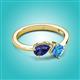 3 - Lysha 1.35 ctw Iolite Pear Shape (7x5 mm) & Blue Topaz Cushion Shape (5.00 mm) Toi Et Moi Engagement Ring 