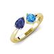 4 - Lysha 1.35 ctw Iolite Pear Shape (7x5 mm) & Blue Topaz Cushion Shape (5.00 mm) Toi Et Moi Engagement Ring 