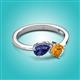 3 - Lysha 1.10 ctw Iolite Pear Shape (7x5 mm) & Citrine Cushion Shape (5.00 mm) Toi Et Moi Engagement Ring 