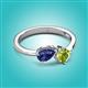 3 - Lysha 1.25 ctw Iolite Pear Shape (7x5 mm) & Peridot Cushion Shape (5.00 mm) Toi Et Moi Engagement Ring 