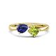 1 - Lysha 1.25 ctw Iolite Pear Shape (7x5 mm) & Peridot Cushion Shape (5.00 mm) Toi Et Moi Engagement Ring 