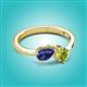 3 - Lysha 1.25 ctw Iolite Pear Shape (7x5 mm) & Peridot Cushion Shape (5.00 mm) Toi Et Moi Engagement Ring 