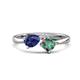 1 - Lysha 1.41 ctw Iolite Pear Shape (7x5 mm) & Lab Created Alexandrite Cushion Shape (5.00 mm) Toi Et Moi Engagement Ring 