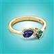 3 - Lysha 1.41 ctw Iolite Pear Shape (7x5 mm) & Lab Created Alexandrite Cushion Shape (5.00 mm) Toi Et Moi Engagement Ring 