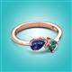 3 - Lysha 1.41 ctw Iolite Pear Shape (7x5 mm) & Lab Created Alexandrite Cushion Shape (5.00 mm) Toi Et Moi Engagement Ring 