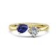 1 - Lysha 1.17 ctw Iolite Pear Shape (7x5 mm) & Moissanite Cushion Shape (5.00 mm) Toi Et Moi Engagement Ring 