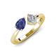 4 - Lysha 1.17 ctw Iolite Pear Shape (7x5 mm) & Moissanite Cushion Shape (5.00 mm) Toi Et Moi Engagement Ring 