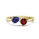 1 - Lysha 1.35 ctw Iolite Pear Shape (7x5 mm) & Red Garnet Cushion Shape (5.00 mm) Toi Et Moi Engagement Ring 