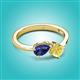 3 - Lysha 1.41 ctw Iolite Pear Shape (7x5 mm) & Lab Created Yellow Sapphire Cushion Shape (5.00 mm) Toi Et Moi Engagement Ring 
