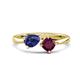 1 - Lysha 1.22 ctw Iolite Pear Shape (7x5 mm) & Rhodolite Garnet Cushion Shape (5.00 mm) Toi Et Moi Engagement Ring 
