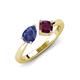 4 - Lysha 1.22 ctw Iolite Pear Shape (7x5 mm) & Rhodolite Garnet Cushion Shape (5.00 mm) Toi Et Moi Engagement Ring 