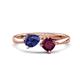 1 - Lysha 1.22 ctw Iolite Pear Shape (7x5 mm) & Rhodolite Garnet Cushion Shape (5.00 mm) Toi Et Moi Engagement Ring 
