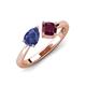 4 - Lysha 1.22 ctw Iolite Pear Shape (7x5 mm) & Rhodolite Garnet Cushion Shape (5.00 mm) Toi Et Moi Engagement Ring 
