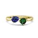 1 - Lysha 1.15 ctw Iolite Pear Shape (7x5 mm) & Lab Created Emerald Cushion Shape (5.00 mm) Toi Et Moi Engagement Ring 