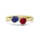 1 - Lysha 1.41 ctw Iolite Pear Shape (7x5 mm) & Lab Created Ruby Cushion Shape (5.00 mm) Toi Et Moi Engagement Ring 