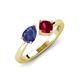 4 - Lysha 1.41 ctw Iolite Pear Shape (7x5 mm) & Lab Created Ruby Cushion Shape (5.00 mm) Toi Et Moi Engagement Ring 