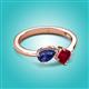 3 - Lysha 1.41 ctw Iolite Pear Shape (7x5 mm) & Lab Created Ruby Cushion Shape (5.00 mm) Toi Et Moi Engagement Ring 