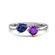 1 - Lysha 1.10 ctw Iolite Pear Shape (7x5 mm) & Amethyst Cushion Shape (5.00 mm) Toi Et Moi Engagement Ring 