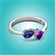 3 - Lysha 1.10 ctw Iolite Pear Shape (7x5 mm) & Amethyst Cushion Shape (5.00 mm) Toi Et Moi Engagement Ring 