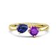 1 - Lysha 1.10 ctw Iolite Pear Shape (7x5 mm) & Amethyst Cushion Shape (5.00 mm) Toi Et Moi Engagement Ring 