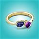 3 - Lysha 1.10 ctw Iolite Pear Shape (7x5 mm) & Amethyst Cushion Shape (5.00 mm) Toi Et Moi Engagement Ring 