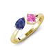 4 - Lysha 1.41 ctw Iolite Pear Shape (7x5 mm) & Lab Created Pink Sapphire Cushion Shape (5.00 mm) Toi Et Moi Engagement Ring 