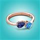 3 - Lysha 1.35 ctw Iolite Pear Shape (7x5 mm) & Blue Topaz Cushion Shape (5.00 mm) Toi Et Moi Engagement Ring 