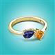 3 - Lysha 1.10 ctw Iolite Pear Shape (7x5 mm) & Citrine Cushion Shape (5.00 mm) Toi Et Moi Engagement Ring 