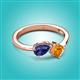 3 - Lysha 1.10 ctw Iolite Pear Shape (7x5 mm) & Citrine Cushion Shape (5.00 mm) Toi Et Moi Engagement Ring 