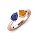 4 - Lysha 1.10 ctw Iolite Pear Shape (7x5 mm) & Citrine Cushion Shape (5.00 mm) Toi Et Moi Engagement Ring 