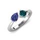 4 - Lysha 1.35 ctw Iolite Pear Shape (7x5 mm) & London Blue Topaz Cushion Shape (5.00 mm) Toi Et Moi Engagement Ring 