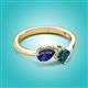 3 - Lysha 1.35 ctw Iolite Pear Shape (7x5 mm) & London Blue Topaz Cushion Shape (5.00 mm) Toi Et Moi Engagement Ring 