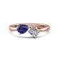 1 - Lysha 1.17 ctw Iolite Pear Shape (7x5 mm) & Moissanite Cushion Shape (5.00 mm) Toi Et Moi Engagement Ring 