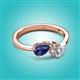 3 - Lysha 1.17 ctw Iolite Pear Shape (7x5 mm) & Moissanite Cushion Shape (5.00 mm) Toi Et Moi Engagement Ring 